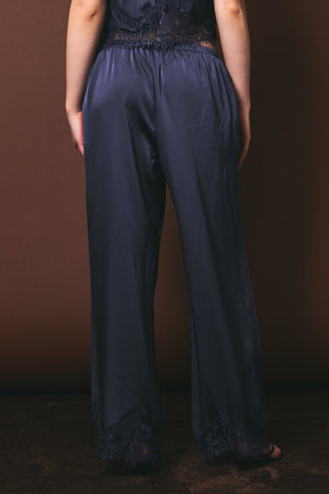 LELIS COLLECTION Women's Pants Elastic Waist Lace Trim Wide Leg Pants