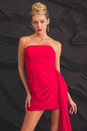 LENA Women's Dresses Wrap Skirt With Ruffle Tube Mini Dress