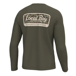 LOCAL BOY OUTFITTERS Kid's Tees Local Boy Youth Brush Camo Mark Long Sleeve Heather Performance Shirt