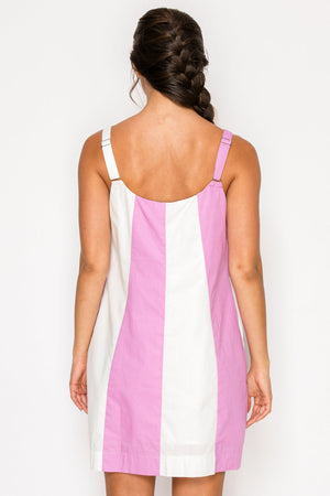 MEET ME IN SANTORINI Women's Dresses Pink Poplin Color Block Dress