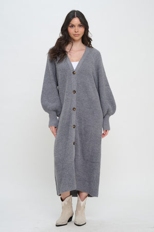 MEET ME IN SANTORINI Women's Sweaters Heather Grey Sweater Long Duster