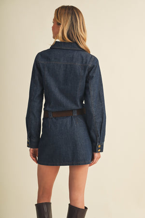 MUSTARD SEED Women's Dresses Point Collar Rigid Denim Shirtdress