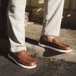 OLUKAI Mens Shoes Olukai Kākaha Nia Men’s Leather Slip-On Shoes || David's Clothing