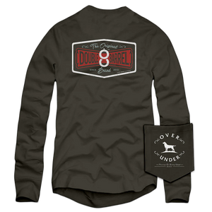 OVER UNDER CLOTHING Men's Tees Over Under L/S Double Barrel Brand T-Shirt Charcoal