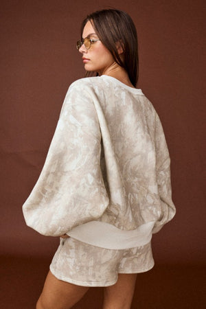 PAPER MOON Women's Top Woodland Camo Crewneck and Shorts Set