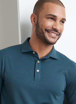 PETER MILLAR Men's Polo Peter Millar Lyons Stripe Performance Jersey Long-Sleeve Polo