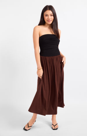 SADIE AND SAGE Women's Dresses Sadie And Sage Hot Coffee Strapless Midi Dress