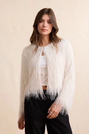 SADIE AND SAGE Women's Jackets Sadie & Sage Angel Wings Fringe Jacket in Ivory