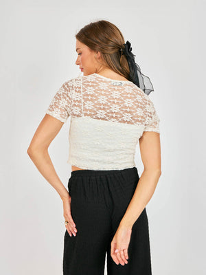 SADIE AND SAGE Women's Top Sadie and Sage Letters Lace Tee