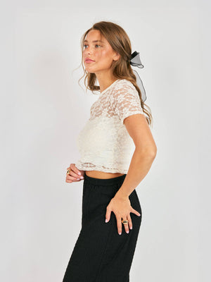 SADIE AND SAGE Women's Top Sadie and Sage Letters Lace Tee