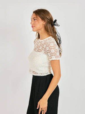 SADIE AND SAGE Women's Top Sadie and Sage Letters Lace Tee