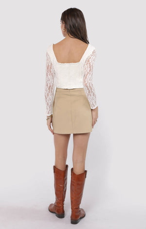 SADIE AND SAGE Women's Top Sadie and Sage Low Lights Lace L/slv Crop Top