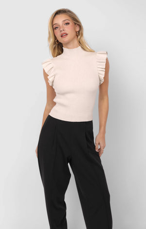 SADIE AND SAGE Women's Top Sadie And Sage Tiffany Mockneck Ruffle Tank Sweater