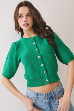 TCEC Women's Sweaters Button Front Closure Short Sleeve Knit Cardigan