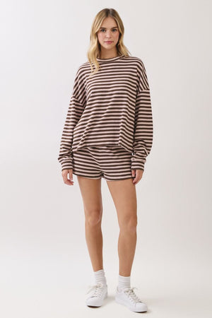 TCEC Women's Top Striped Relaxed Fit Long Sleeve Top