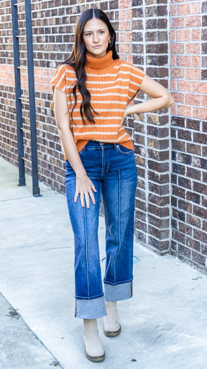 THML Women's Sweaters Turtleneck Stripe Vest || David's Clothing