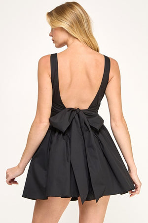 VINTAGE STORE Women's Dresses Poplin Back Ribbon Mini Dress