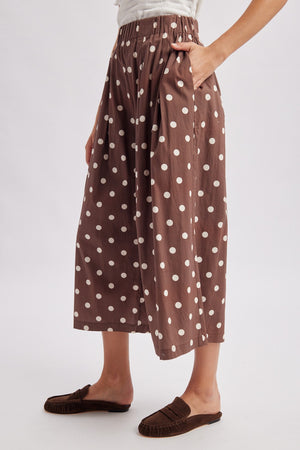 WISHLIST Women's Pants Polka Dot Wide Leg Cropped Culotte Pants
