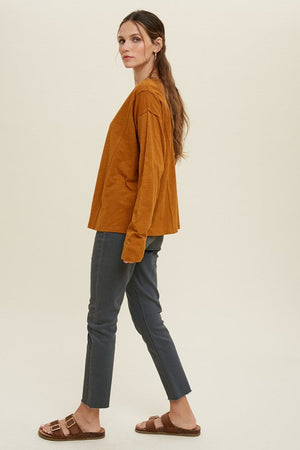 WISHLIST Women's Top Button-Up Cotton Slub Top || David's Clothing