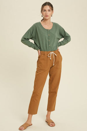 WISHLIST Women's Top Button-Up Cotton Slub Top || David's Clothing