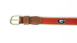 Zeppro Men's Belts Zeppro University of Georgia Ribbon Belt - Red || David's Clothing