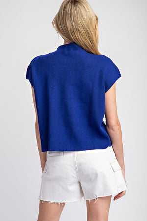 Short Sleeve Sweater Top With Pocket