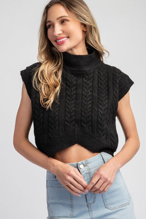 Textured Mock Neck Sweater Top