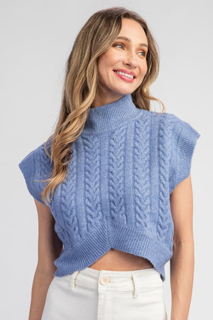 Textured Mock Neck Sweater Top