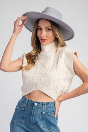 Textured Mock Neck Sweater Top