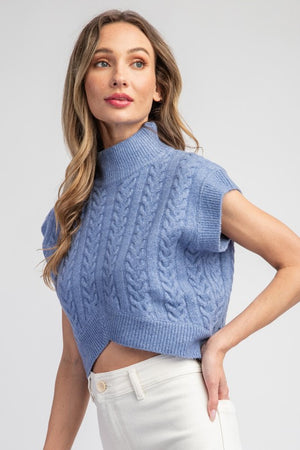 Textured Mock Neck Sweater Top