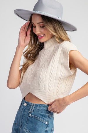 Textured Mock Neck Sweater Top