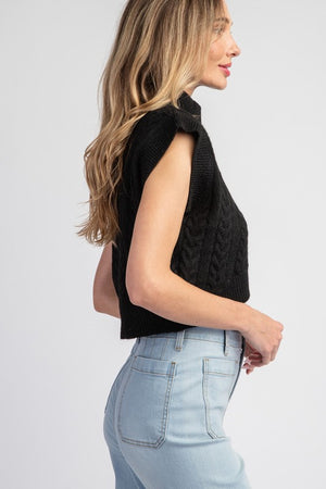 Textured Mock Neck Sweater Top