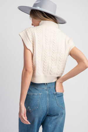 Textured Mock Neck Sweater Top