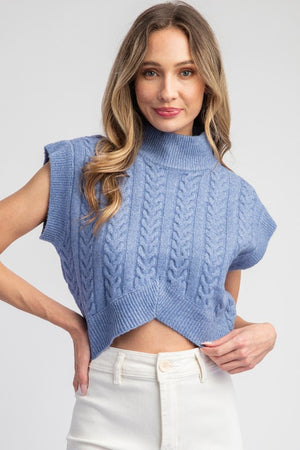 Textured Mock Neck Sweater Top