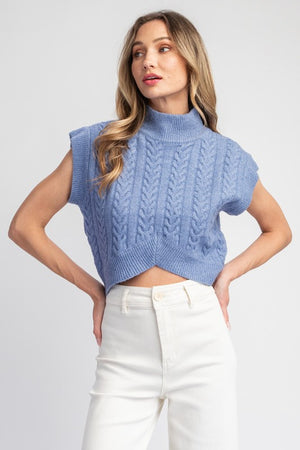 Textured Mock Neck Sweater Top