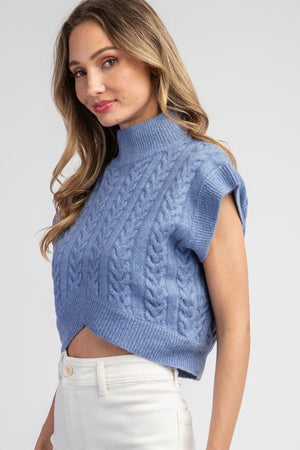 Textured Mock Neck Sweater Top