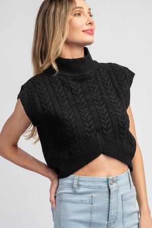 Textured Mock Neck Sweater Top