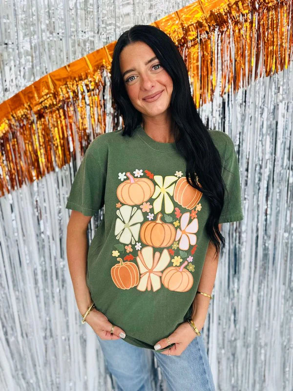 Funky Pumkin Flower Box Collage Tee