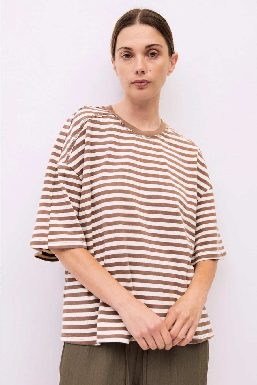 The Max Top | Striped Boxy Elbow Tee