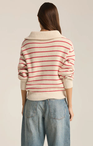 Z Supply Villa Half Zip Stripe Sweater