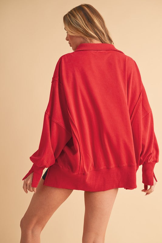 AEMI+CO Women's Sweatshirt Tamika Henley Sweatshirt