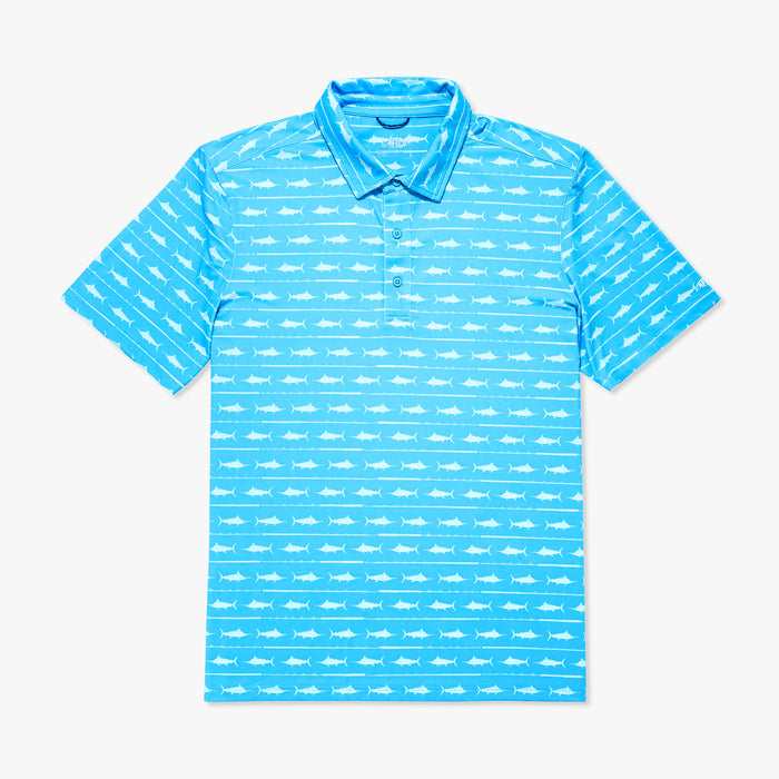 AFTCO MFG Men's Polo QUIET TIDE / S Aftco Boatbar Printed Performance Polo Shirt M64228QUTD