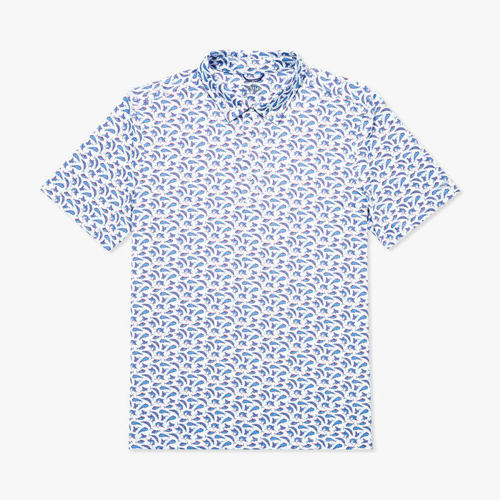 AFTCO MFG Men's Polo WHITE / S Aftco Boatbar Printed Performance Polo Shirt M64228WHT