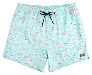 AFTCO MFG Men's Shorts SHORLINE BLUE / S 1- take pics of blue water - Aftco Strike Printed Swim Shorts For Men M230SHBL