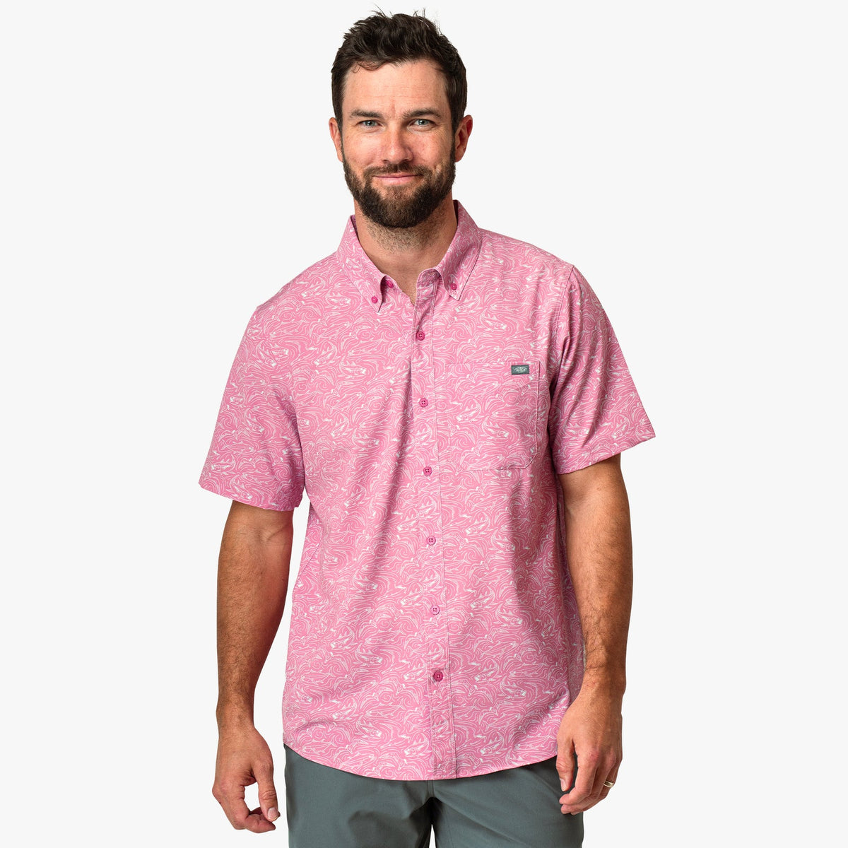 AFTCO MFG Men's Sport Shirt Aftco Boatbar SS Button Down Shirt