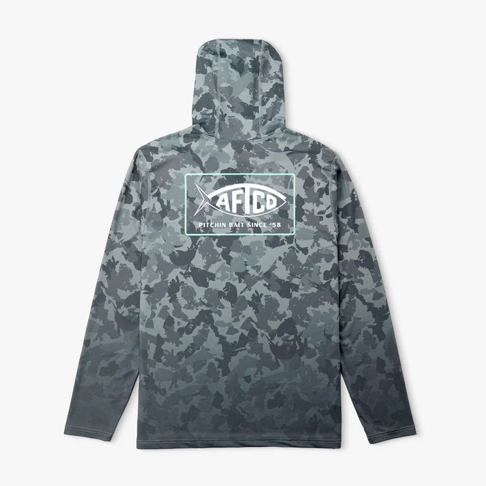 AFTCO MFG Men's Tees Aftco Grander Camo UVX LS Sun Protection Hoodie || David's Clothing