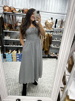 AUREUM Women's Dresses Gingham Corset Maxi Dress