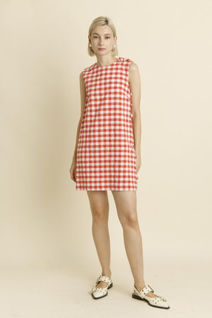 AUREUM Women's Dresses Gingham Mini Dress W/ Buttons || David's Clothing