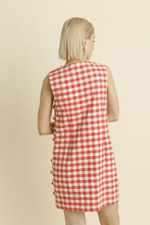 AUREUM Women's Dresses Gingham Mini Dress W/ Buttons || David's Clothing