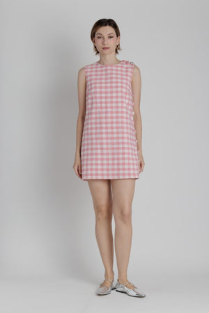 AUREUM Women's Dresses Gingham Mini Dress W/ Buttons